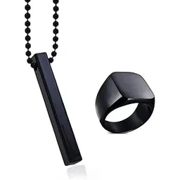 saiizen black vertical bar pendant with ring for boys and men"s Black Silver Stainless Steel Pendant-picture-18