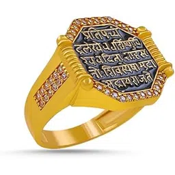 saiizen Gold Plated Raj mudra Finger Ring for men and boys Stainless Steel Ring (Black)-picture-33