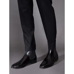 Saint G Men Black Solid Leather Formal Boots-picture-20