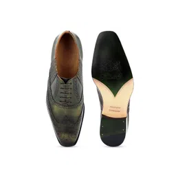 Saint G Men Olive Green Solid Leather Formal Brogues image 5