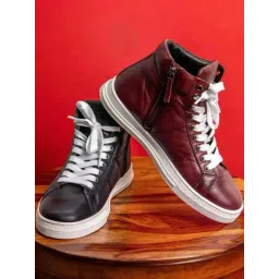 Saint G Men's Tesoro Burgundy Ankle High Sneakers-picture-18