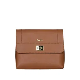 Saint G Tan Solid Medium Sling Handbag-picture-10