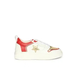 Saint G Whitesta White PU Coated and Red PU Leather Sneakers-picture-27