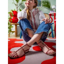 Saint G Women Open Toe Red Sandals-picture-28