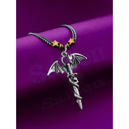 Saizen Men Silver-Plated Stainless Steel Oval Pendant With Chain-picture-12