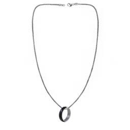 Saizen Men Stainless Steel Silver Plated Ceramic Ring Pendant & Chain image 2