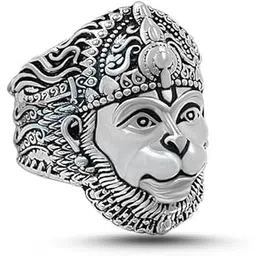 saizen Men's Silver Plated Stainless Steel Chain with Hanuman Pendant (Hanuman Face ring)-picture-11