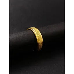 Saizen Stainless Steel Gold-Plated Textured Finger Ring-picture-19