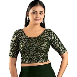 sajna wear the best Women's Stretchable Crush Foil Print Blouse – Readymade Blouse for Saree & Lehenga (Size 30-42)-picture-13