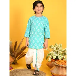 SAKA DESIGNS Boys Ethnic Motifs Printed Pure Cotton Kurta With Dhoti Pants-picture-55