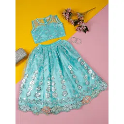 SAKA DESIGNS Girls Embroidered Sequinned Ready to Wear Lehenga &-picture-15