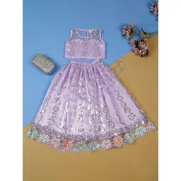 SAKA DESIGNS Girls Embroidered Sequinned Ready to Wear Lehenga &-picture-27