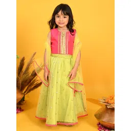 SAKA DESIGNS Girls Embroidered Sequinned Ready to Wear Lehenga & Blouse With Dupatta-picture-36