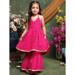 SAKA DESIGNS Girls Leheriya Printed Regular Gotta Patti Kurta with Sharara-picture-27