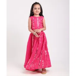 Saka Designs Sleeveless Sequinned Choli & Lehenga - Fuchsia-picture-28