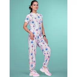 SAKARMAA Women Printed Polyester T-shirt & Trousers Co-Ord Set-picture-14