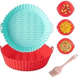 SAKAS 2Pcs Air Fryer Silicone Liners, 7.5Inch – Round Reusable Silicone Air Fryer Liners – Non-Stick & BPA Free – Suitable for Air Fryers, Microwave & Oven – BONUS Silicone Brush-picture-26