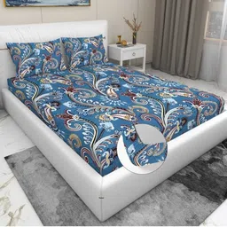 salajya anchla 120 TC Polycotton Queen Abstract Fitted (Elastic) Bedsheet-picture-15
