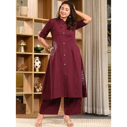 SALE MANTRA Women Ethnic Motifs Printed Regular Pure Cotton Kurta with Palazzos-picture-40