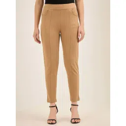 SALT Attire Beige Plain Trousers-picture-17