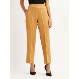 SALT Attire Beige Plain Trousers-picture-36