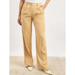 SALT Attire Beige Sway Mid Rise Pleated Front Pants-picture-38