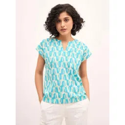 SALT Attire Blue & Beige Printed Top-picture-33