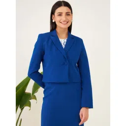 SALT Attire Blue Naxos Double Breasted Cropped Blazer-picture-39