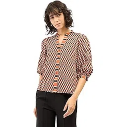 salt attire Cuboid Multicolor Geometric Button Down Top-picture-47