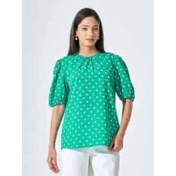 SALT Attire Green & White Polka Dot Top-picture-33