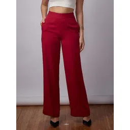 SALT Attire Magenta Plain Trousers-picture-41
