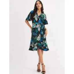 SALT Attire Multicolor Mitsy Tropical Ruffle Detail Wrap Dress-picture-18