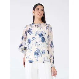 SALT Attire Off White & Blue Floral Top-picture-29