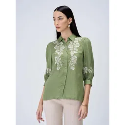 SALT Attire Olive & White Embroidery Shirt-picture-14