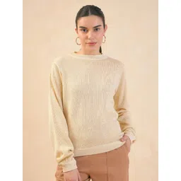 SALT ATTIRE Open Knit Self Design Woollen Pullover Sweater-picture-11