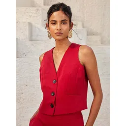 salt attire Solid Women Waistcoat-picture-14