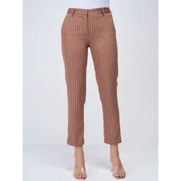 SALT ATTIRE Women Striped Smart Slim Fit Trousers-picture-38
