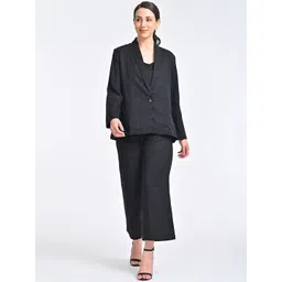 Saltpetre 3 Pieces Shawl Collar Blazer With Top & Trouser-picture-38