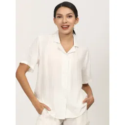 Saltpetre Cream Linen Relaxed Fit Solid Shirt-picture-24