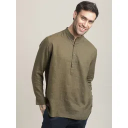 Saltpetre Dusk-By-The Dock Relaxed Band Collar Kurta-picture-13