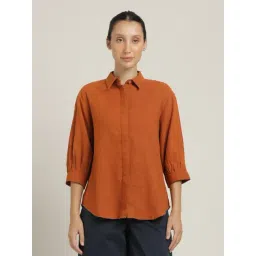 Saltpetre Orange Puff Regular Fit Shirts-picture-16