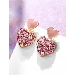 SALTY Contemporary Double Heart Shaped Studded Drop Earrings-picture-11