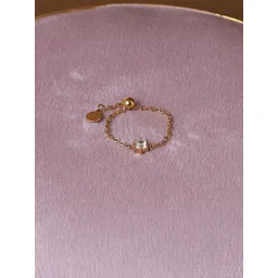 SALTY Gold-Plated Artificial-Stone Studded Adjustable Chain Linked Ring-picture-19