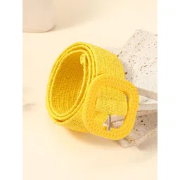 SALTY Women Butterscotch Drizzle Woven Straw Textured Belt-picture-24