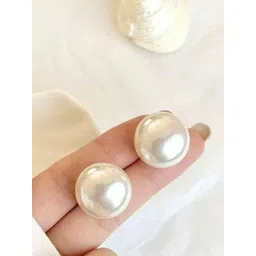 SALVE Stainless Steel Pearls Beaded Circular Studs Earrings-picture-16