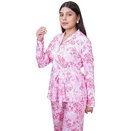 salvia sky White Pink Floral Blazer with Belt-picture-43