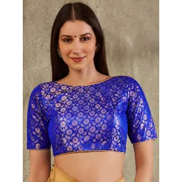 SALWAR STUDIO Floral Woven-Design Brocade Saree Blouse-picture-27