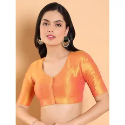 SALWAR STUDIO V-Neck Silk Saree Blouse-picture-13