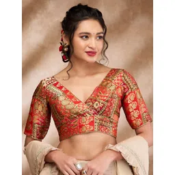 SALWAR STUDIO Woven Design Padded Saree Blouse-picture-24