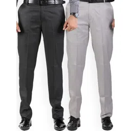 Sam and Jack Men Black & Grey  Pack of 2  Smart Chambray Trousers-picture-15